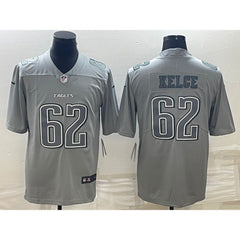 Men's Philadelphia Eagles #62 Jason Kelce Gray Atmosphere Fashion Stitched Jersey 
