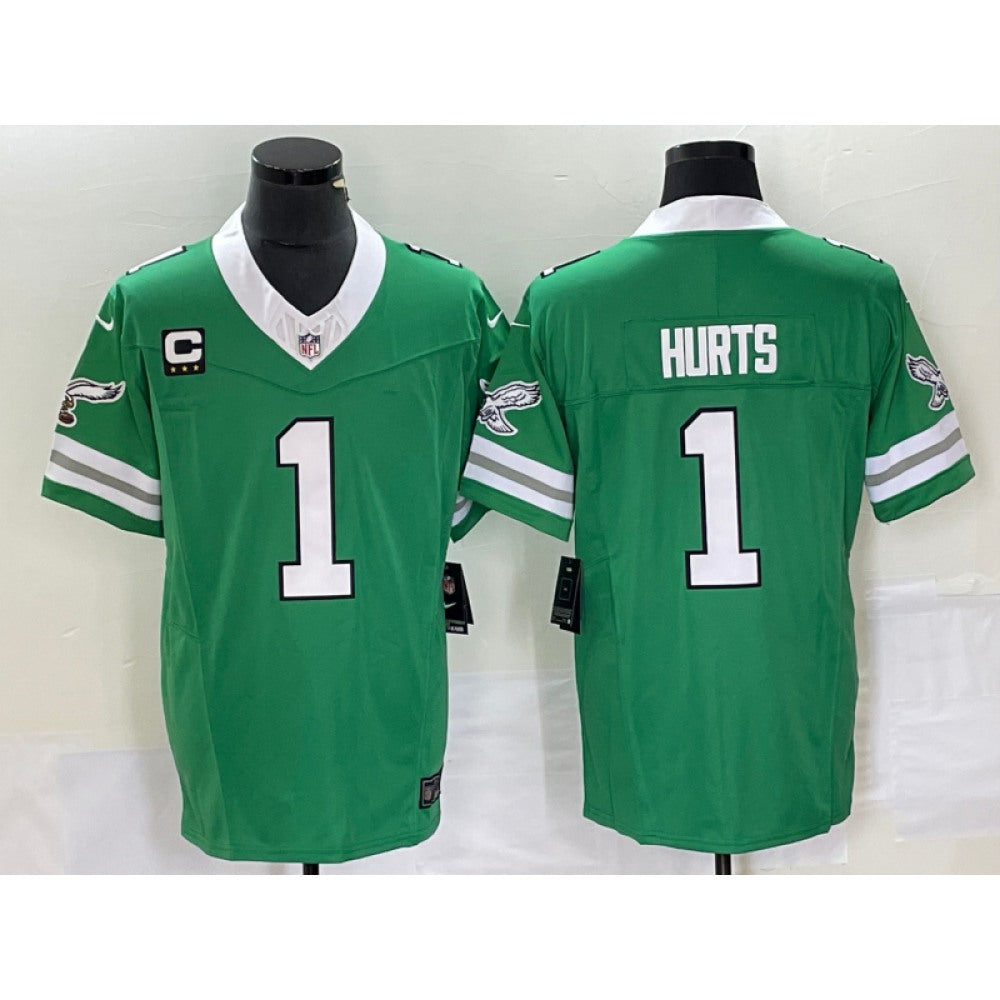 Men's Philadelphia Eagles #1 Jalen Hurts Green 2023 F.U.S.E. Vapor Untouchable With 3-starC Patch Stitched Football Jersey 