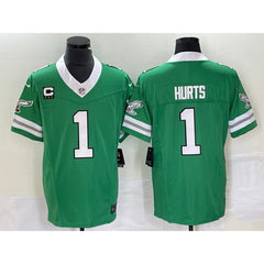 Men's Philadelphia Eagles #1 Jalen Hurts Green 2023 F.U.S.E. Vapor Untouchable With 3-starC Patch Stitched Football Jersey 
