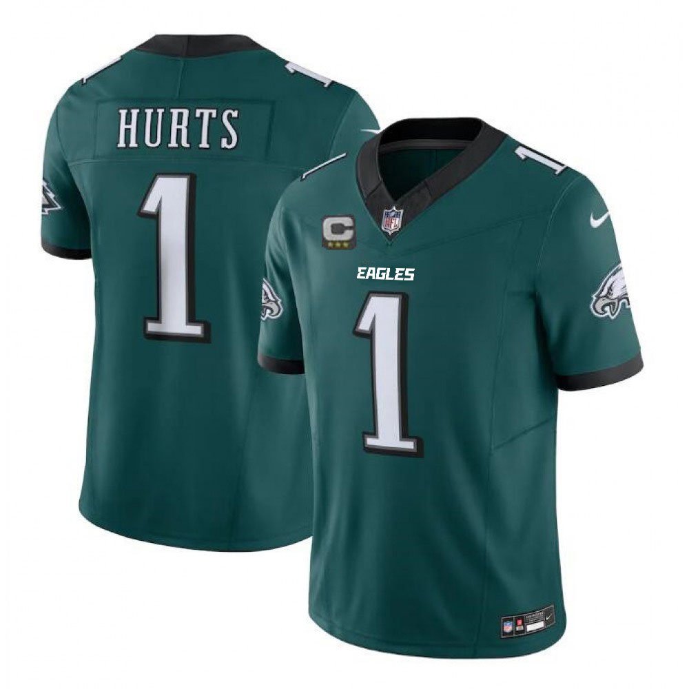 Men's Philadelphia Eagles #1 Jalen Hurts Green 2023 F.U.S.E. With C Patch Vapor Untouchable Limited Stitched Football Jersey 
