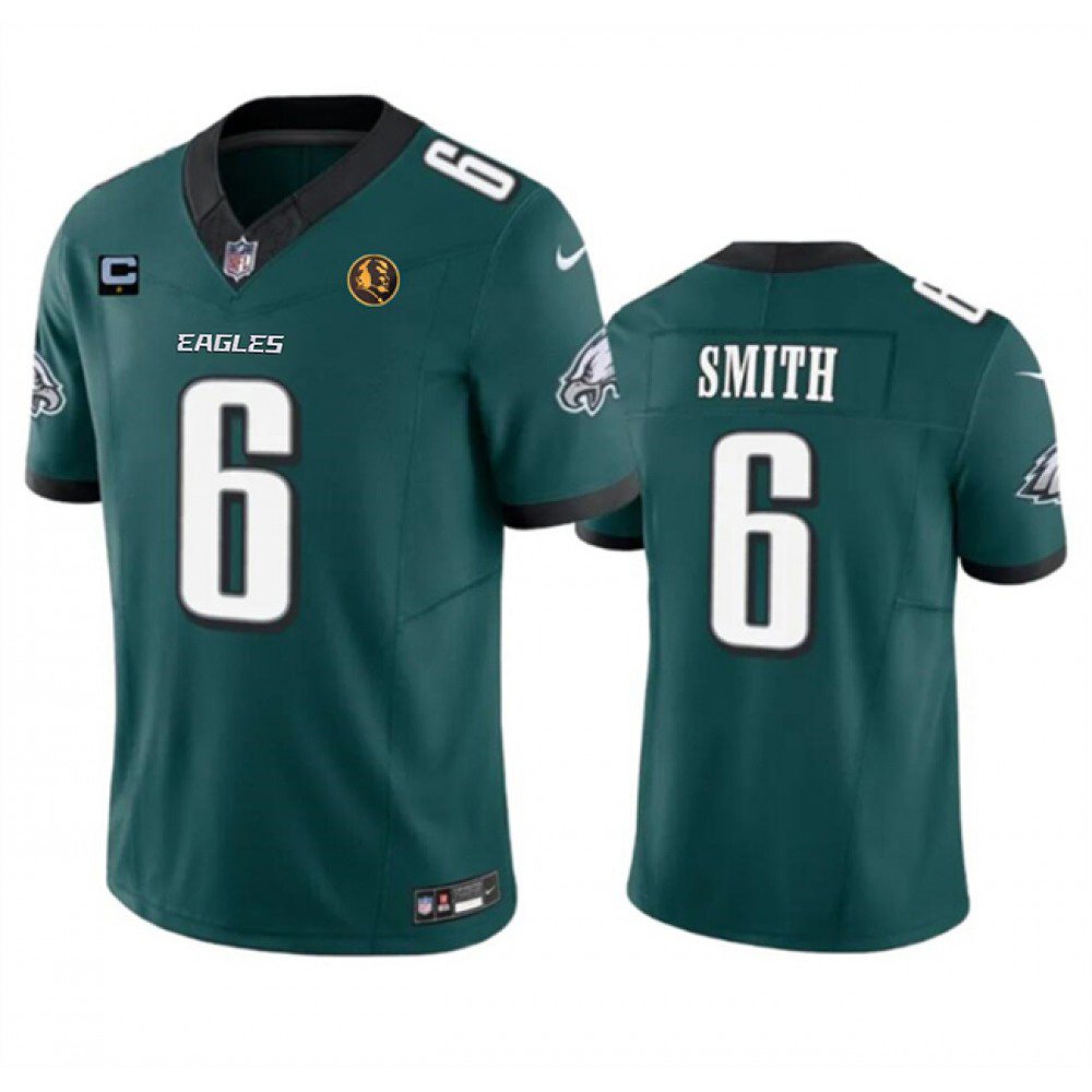 Men's Philadelphia Eagles #6 DeVonta Smith Green 2023 F.U.S.E. With 1-star C Patch And John Madden Patch Vapor Limited Stitched Football Jersey 