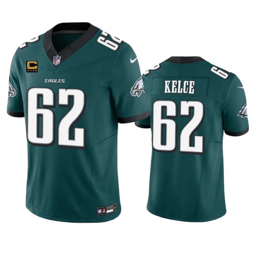 Men's Philadelphia Eagles #62 Jason Kelce Green 2023 F.U.S.E. With 4-Star C Patch Vapor Untouchable Limited Stitched Football Jersey 
