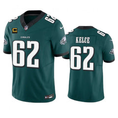 Men's Philadelphia Eagles #62 Jason Kelce Green 2023 F.U.S.E. With 4-Star C Patch Vapor Untouchable Limited Stitched Football Jersey 