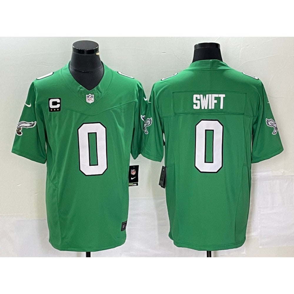Men's Philadelphia Eagles #0 D'andre Swift Green 2023 F.U.S.E. With 3-star C Patch Vapor Untouchable Stitched Football Jersey 