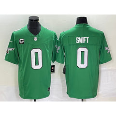 Men's Philadelphia Eagles #0 D'andre Swift Green 2023 F.U.S.E. With 3-star C Patch Vapor Untouchable Stitched Football Jersey 