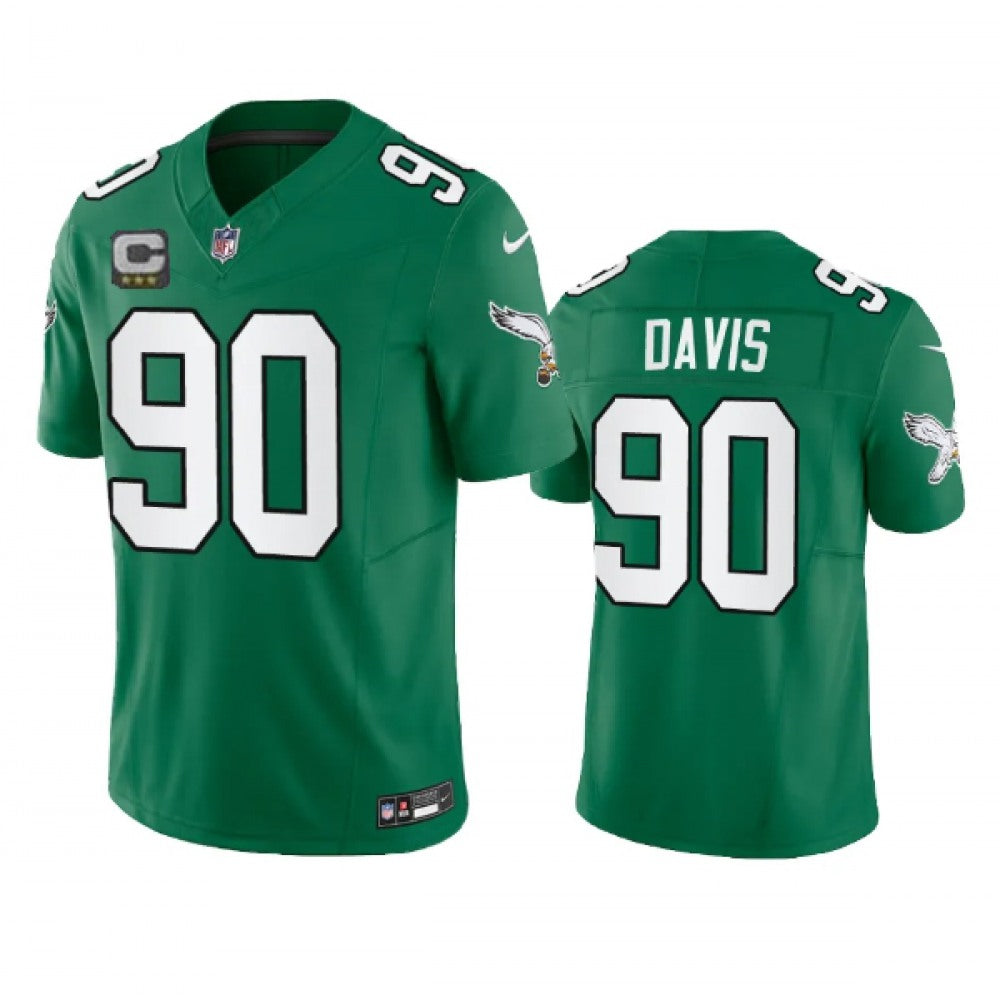 Men's Philadelphia Eagles #90 Jordan Davis Green 2023 F.U.S.E. With 3-star C Patch Vapor Untouchable Stitched Football Jersey 