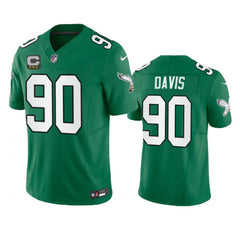 Men's Philadelphia Eagles #90 Jordan Davis Green 2023 F.U.S.E. With 3-star C Patch Vapor Untouchable Stitched Football Jersey 