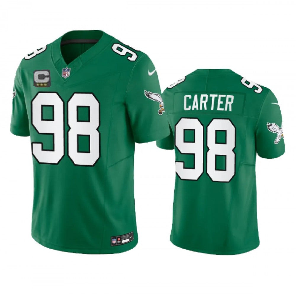 Men's Philadelphia Eagles #98 Jalen Carter Green 2023 F.U.S.E. With 3-star C Patch Vapor Untouchable Stitched Football Jersey 
