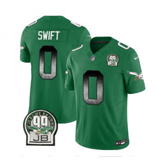 Men's Philadelphia Eagles #0 D'Andre Swift Green 2023 F.U.S.E. Throwback Vapor Untouchable Limited Stitched Football Jersey 