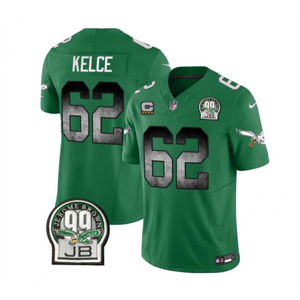 Men's Philadelphia Eagles #62 Jason Kelce Green 2023 F.U.S.E. With 4-star C Patch Throwback Vapor Untouchable Limited Stitched Football Jersey 