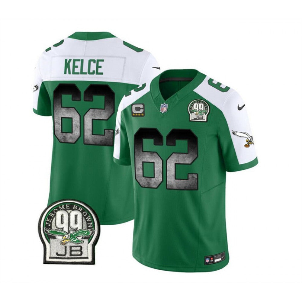 Men's Philadelphia Eagles #62 Jason Kelce Green/White 2023 F.U.S.E. With 4-star C Patch Throwback Vapor Untouchable Limited Stitched Football Jersey 