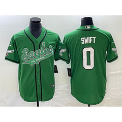 Men's Philadelphia Eagles #0 D'andre Swift Green Cool Base Stitched Baseball Jersey 