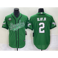Men's Philadelphia Eagles #2 Darius Slay JR Green With 3-star C Patch Cool Base Stitched Baseball Jersey 