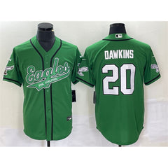 Men's Philadelphia Eagles #20 Brian Dawkins Green Cool Base Stitched Baseball Jersey 