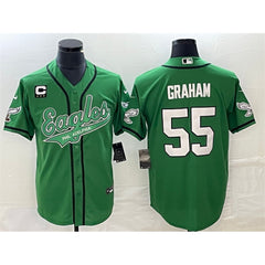 Men's Philadelphia Eagles #55 Brandon Graham Green With 3-star C Patch Cool Base Stitched Baseball Jersey 