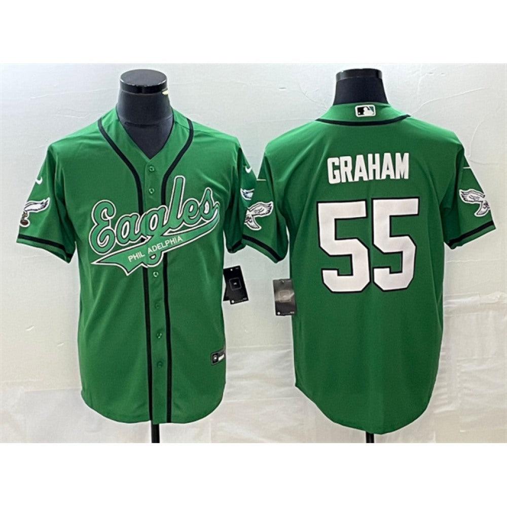 Men's Philadelphia Eagles #55 Brandon Graham Green Cool Base Stitched Baseball Jersey 