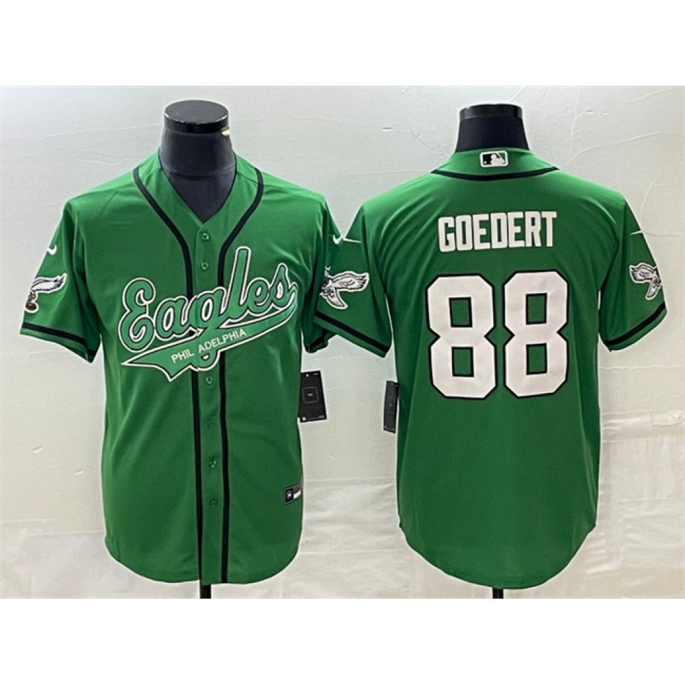 Men's Philadelphia Eagles #88 Dallas Goedert Green Cool Base Stitched Baseball Jersey 
