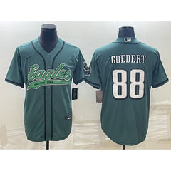 Men's Philadelphia Eagles #88 Dallas Goedert Green With Patch Cool Base Stitched Baseball Jersey 