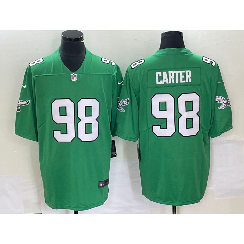 Men's Philadelphia Eagles #98 Jalen Carter Green Stitched Football Jersey 
