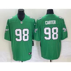 Men's Philadelphia Eagles #98 Jalen Carter Green Stitched Football Jersey 