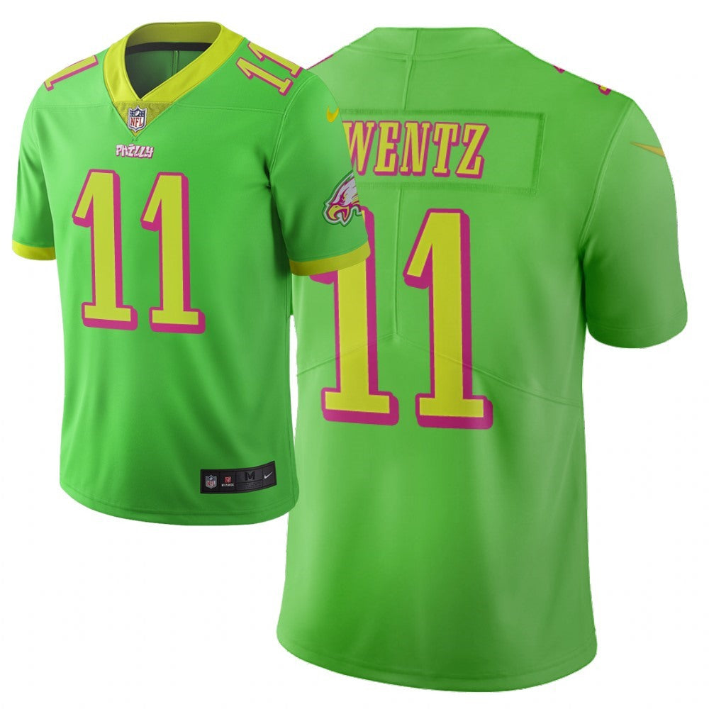 Men's Philadelphia Eagles #11 Carson Wentz Green 2019 City Edition Limited Stitched NFL Jersey 