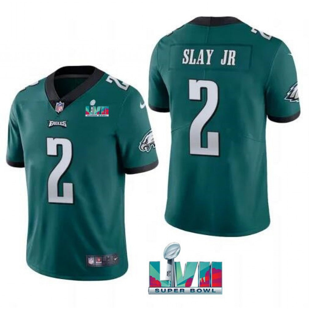 Men's Philadelphia Eagles #2 Darius Slay JR Green Super Bowl LVII Patch Vapor Untouchable Limited Stitched Jersey 