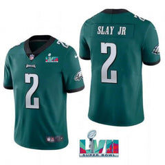 Men's Philadelphia Eagles #2 Darius Slay JR Green Super Bowl LVII Patch Vapor Untouchable Limited Stitched Jersey 