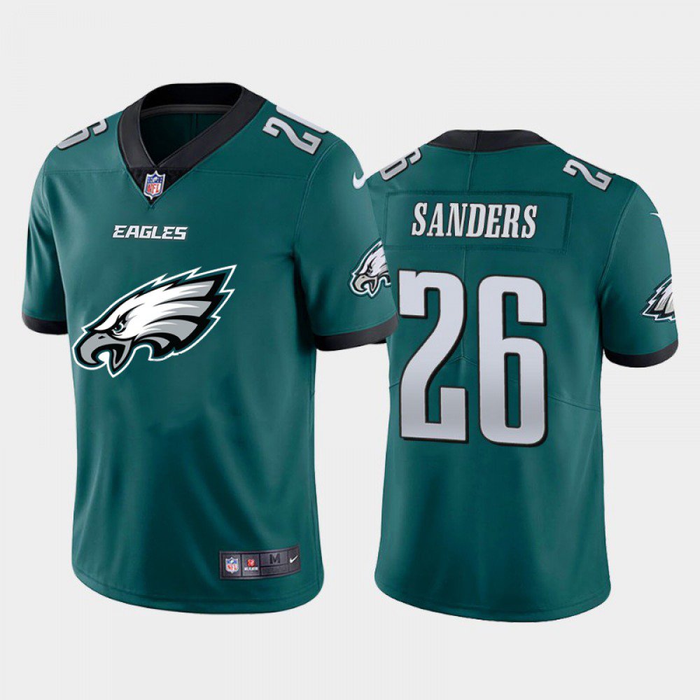 Men's Philadelphia Eagles #26 Miles Sanders Green 2020 Team Big Logo Limited Stitched Jersey 
