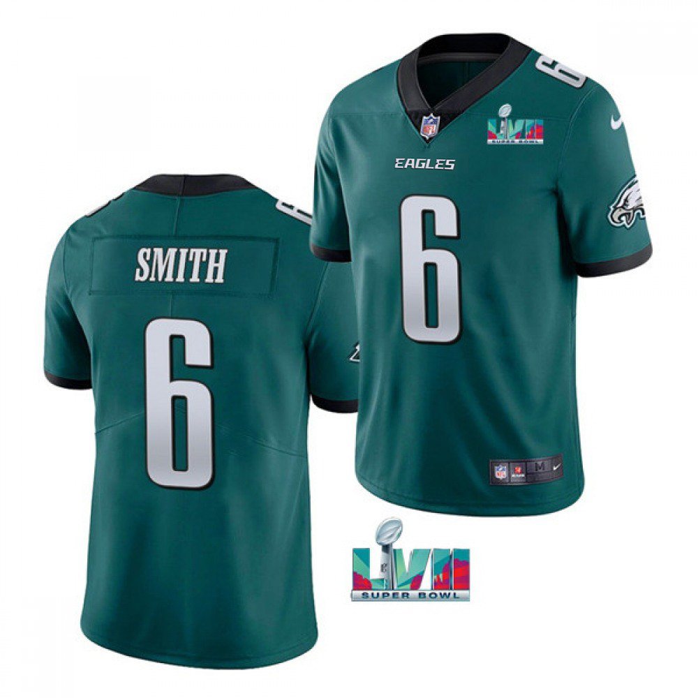 Men's Philadelphia Eagles #6 DeVonta Smith Green Super Bowl LVII Patch Vapor Untouchable Limited Stitched Jersey 