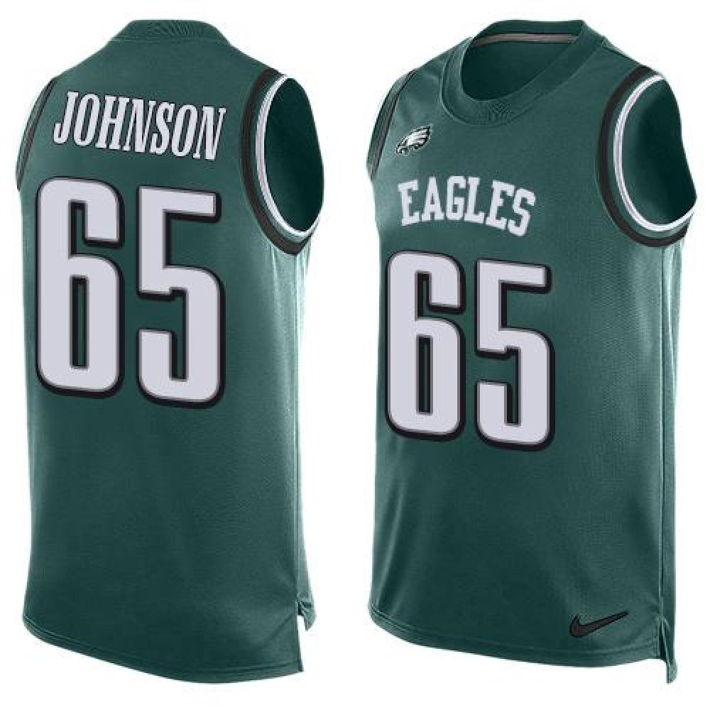 Eagles #65 Lane Johnson Midnight Green Team Color Men's Stitched NFL Limited Tank Top Jersey 