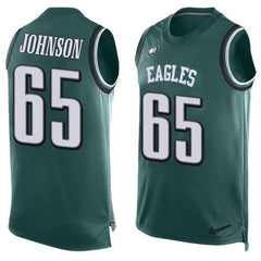 Eagles #65 Lane Johnson Midnight Green Team Color Men's Stitched NFL Limited Tank Top Jersey 