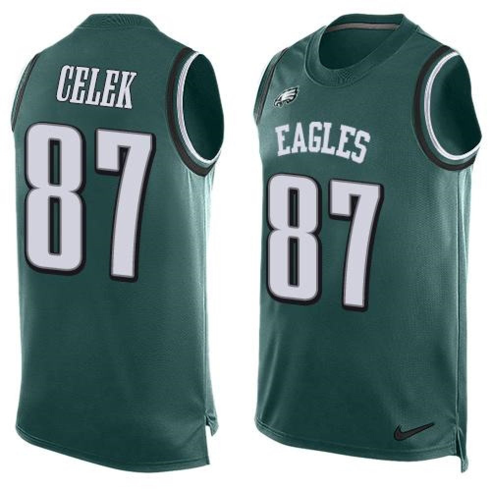 Eagles #87 Brent Celek Midnight Green Team Color Men's Stitched NFL Limited Tank Top Jersey 