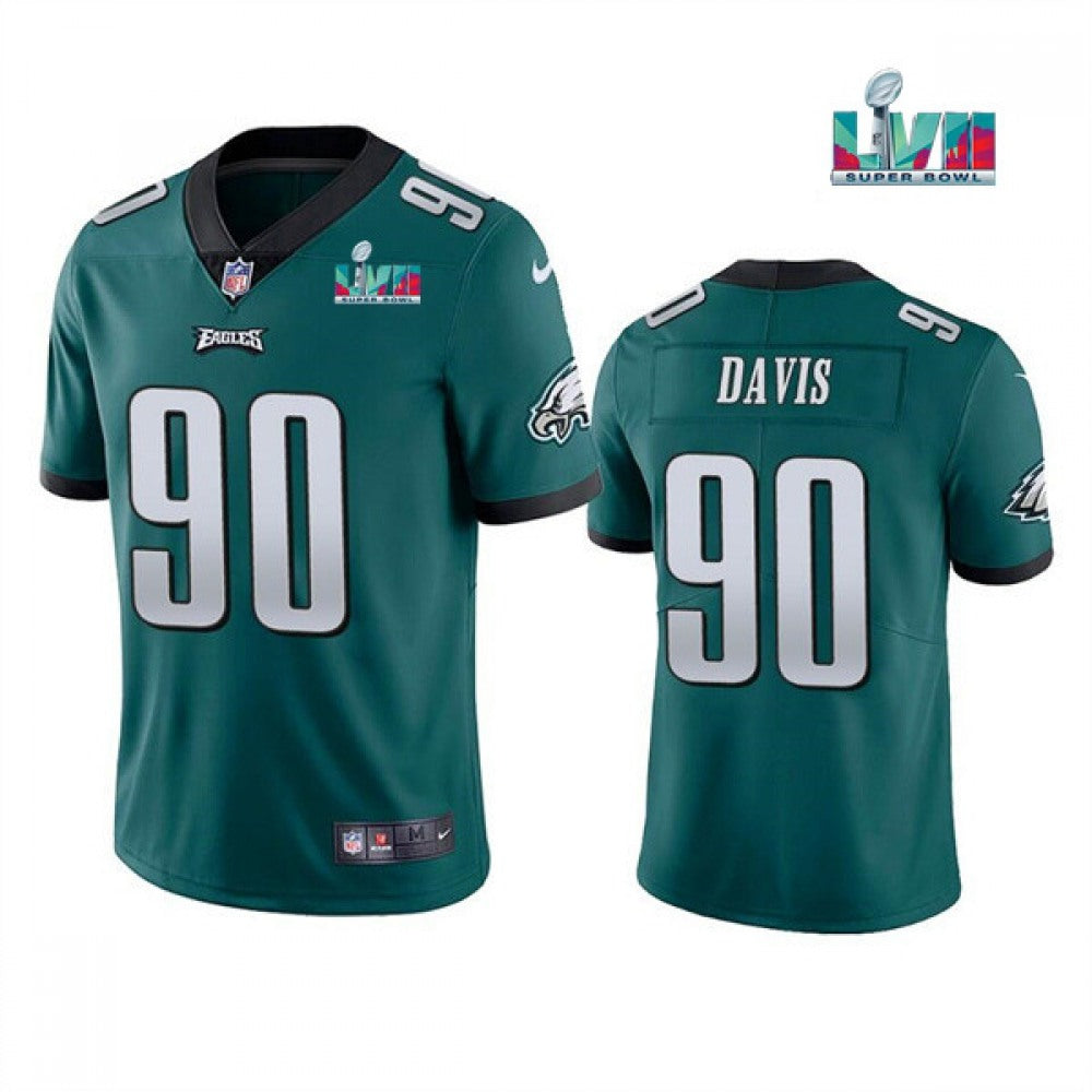 Men's Philadelphia Eagles #90 Jordan Davis Green Super Bowl LVII Patch Vapor Untouchable Limited Stitched Jersey 