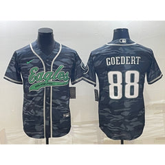 Men's Philadelphia Eagles #88 Dallas Goedert Grey Camo With Patch Cool Base Stitched Baseball Jersey 