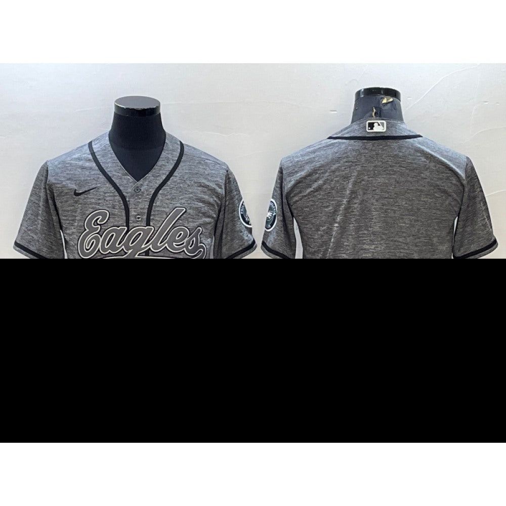 Men's Philadelphia Eagles Blank Grey With Patch Cool Base Stitched Baseball Jersey 