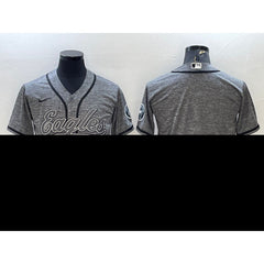 Men's Philadelphia Eagles Blank Grey With Patch Cool Base Stitched Baseball Jersey 