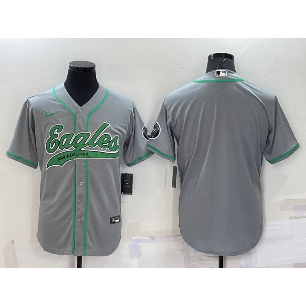 Men's Philadelphia Eagles Blank Grey Cool Base Stitched Baseball Jersey 