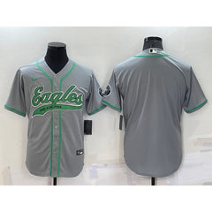 Men's Philadelphia Eagles Blank Grey Cool Base Stitched Baseball Jersey 