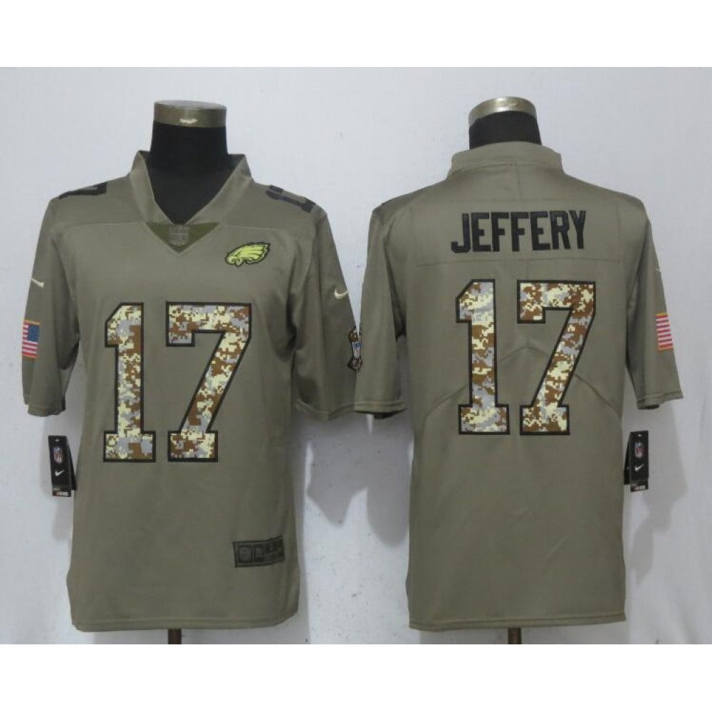 Men's Philadelphia Eagles #17 Alshon Jeffery Olive Camo Salute To Service Limited Stitched NFL Jersey 