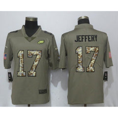 Men's Philadelphia Eagles #17 Alshon Jeffery Olive Camo Salute To Service Limited Stitched NFL Jersey 