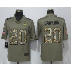 Men's Philadelphia Eagles #20 Brian Dawkins Olive Camo Salute To Service Limited Stitched NFL Jersey 