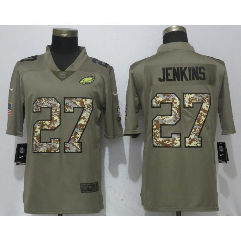 Men's Philadelphia Eagles #27 Malcolm Jenkins Olive Camo Salute To Service Limited Stitched NFL Jersey 