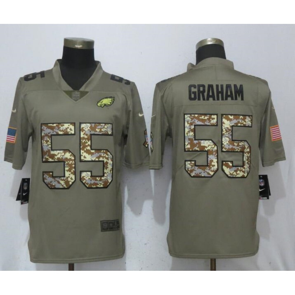 Men's Philadelphia Eagles #55 Brandon Graham Olive Camo Salute To Service Limited Stitched NFL Jersey 