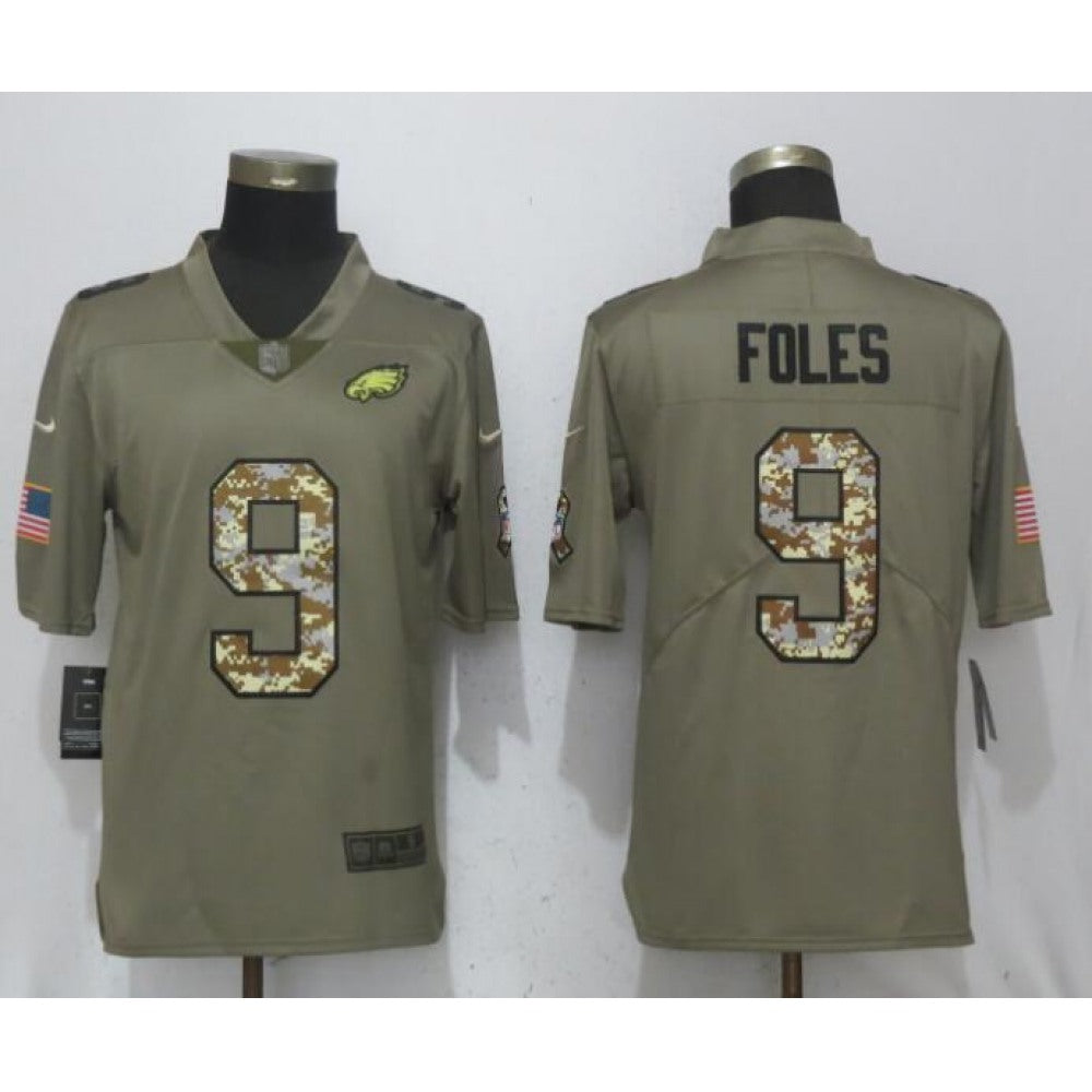 Men's Philadelphia Eagles #9 Nick Foles Olive Camo Salute To Service Limited Stitched NFL Jersey 