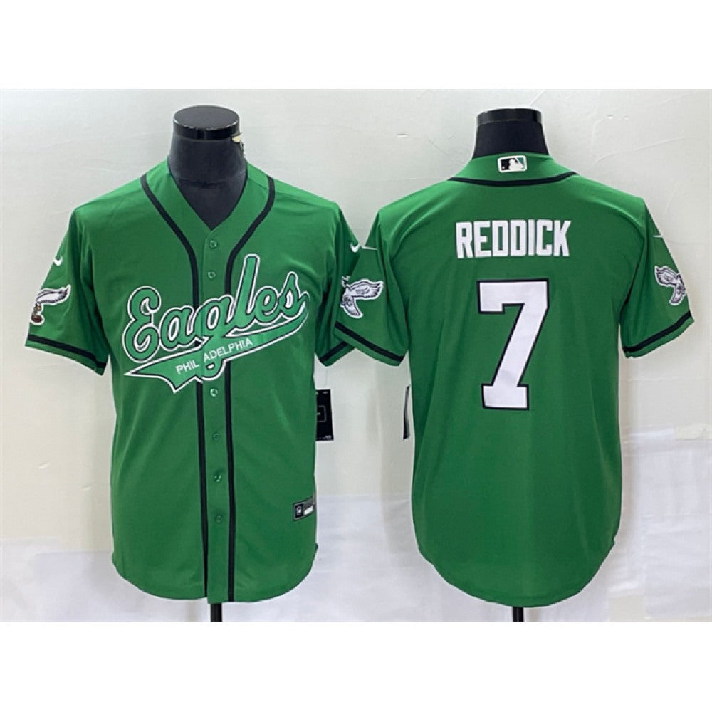 Men's Philadelphia Eagles #7 Haason Reddick Green Cool Base Stitched Baseball Jersey 