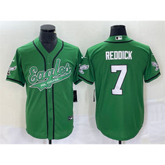 Men's Philadelphia Eagles #7 Haason Reddick Green Cool Base Stitched Baseball Jersey 