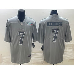 Men's Philadelphia Eagles #7 Haason Reddick Gray Super Bowl LVII Patch Atmosphere Fashion Stitched Jersey 