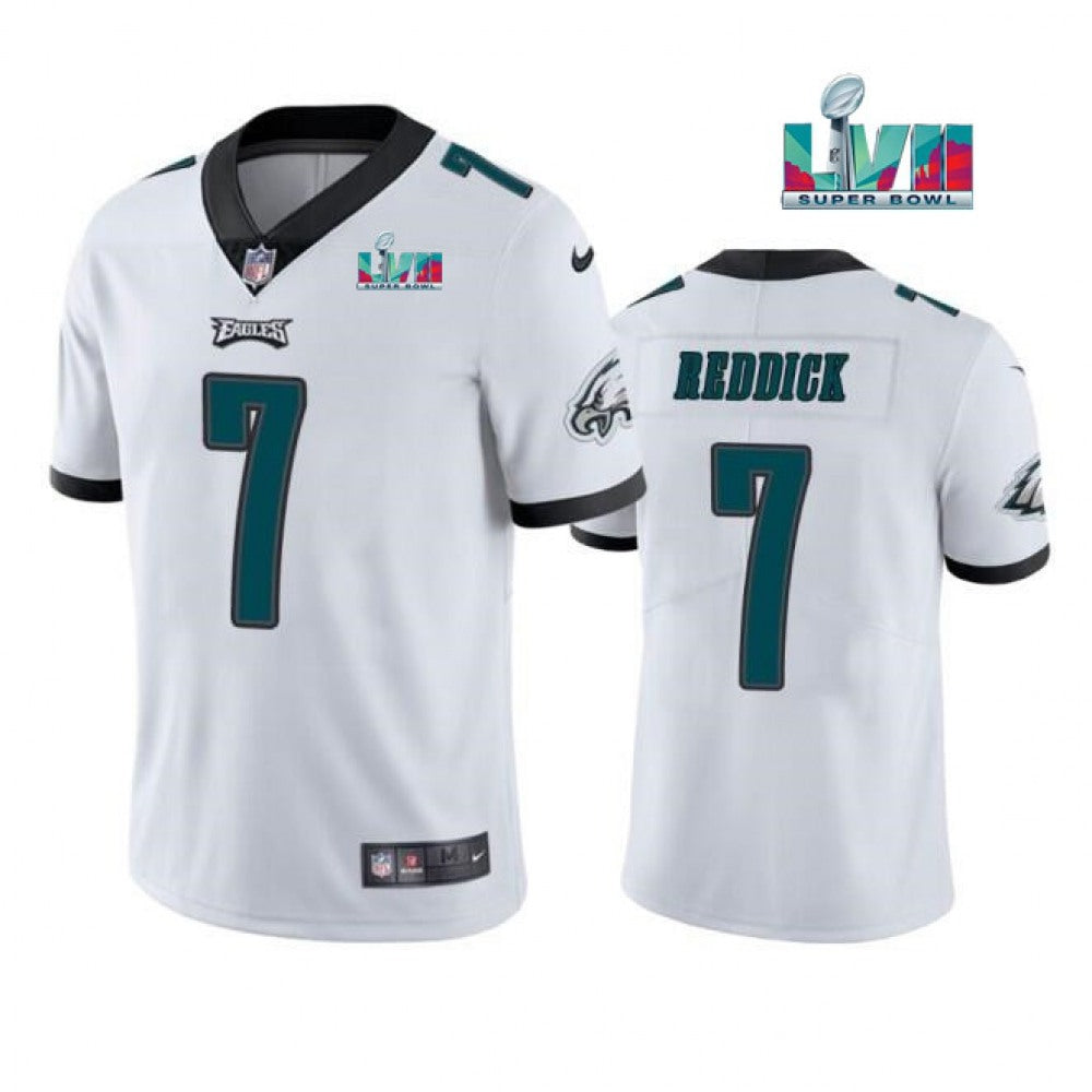 Men's Philadelphia Eagles #7 Haason Reddick White Super Bowl LVII Patch Vapor Untouchable Limited Stitched Jersey 