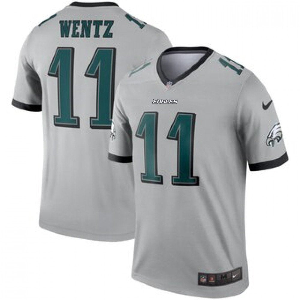 Men's Philadelphia Eagles #11 Carson Wentz Silver Inverted Legend Jersey 