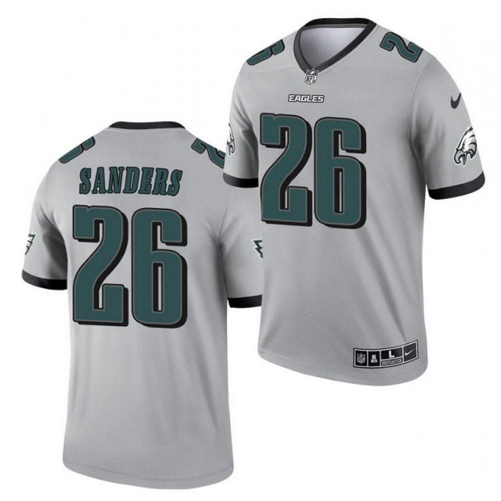 Men's Philadelphia Eagles #26 Miles Sanders Silver Inverted Legend Stitched Football Jersey 